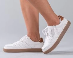 FINAL SALE - Women's White (Brown Mustache) BILLY Low Sneakers -Footwear Store BW20007 100 Studio1 880x704 1