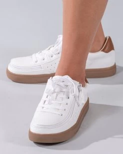 FINAL SALE - Women's White (Brown Mustache) BILLY Low Sneakers -Footwear Store BW20007 100 Studio2 704x880 1
