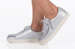 FINAL SALE - Women's Silver Grey Metallic BILLY Sneaker Low Tops -Footwear Store BW22128 050 studio standing 1 940x614 d08a3fcf d736 4fa3 9eea 0a73a153572f