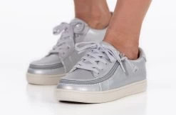 FINAL SALE - Women's Silver Grey Metallic BILLY Sneaker Low Tops -Footwear Store BW22128 050 studio standing 2 940x614 fd328dcc 54c1 4ab5 89da f297d1083912