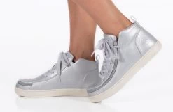 FINAL SALE - Women's Silver Grey Metallic BILLY Sneaker Lace Mid Tops -Footwear Store BW22135 040 studio standing 1 940x614 21283b67 3de9 435e 829e 4b60623199c1